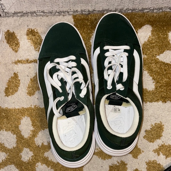Vans Men's Dark Green and White Sneakers - Picture 1 of 2